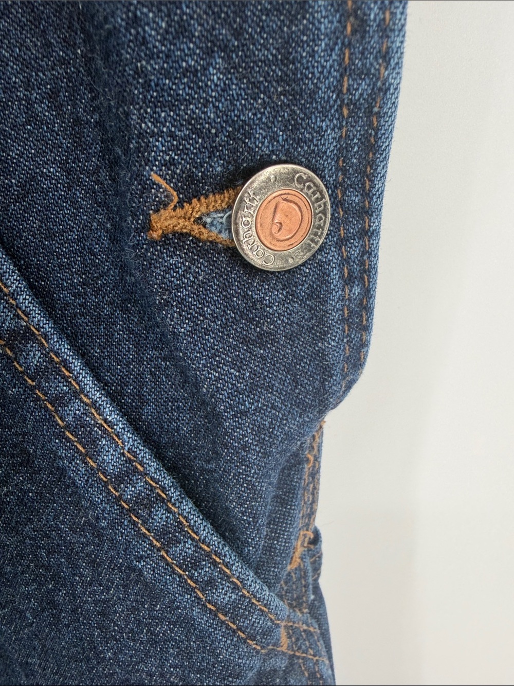 Vintage Carhartt Baggy Denim Overalls Y2K Utility Carpenter 14x28 Best 8/10 - Picture 2 of 11